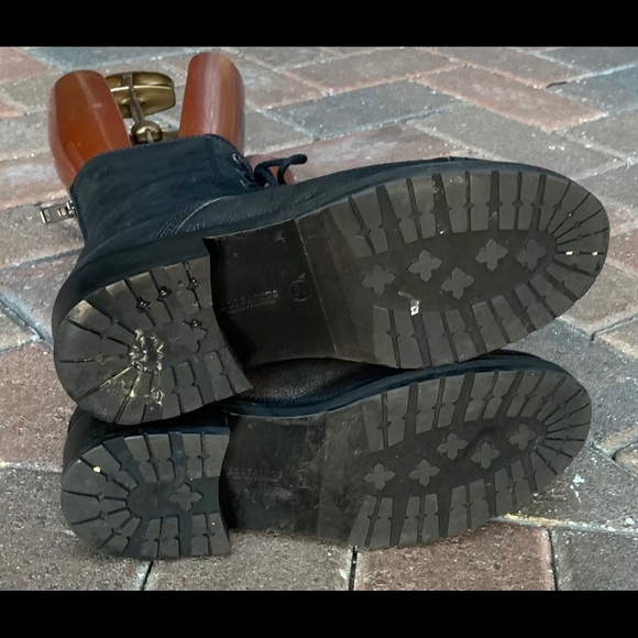 All Saints Black Leather Lace Up Combat Boots Size 38 - Picture 9 of 9